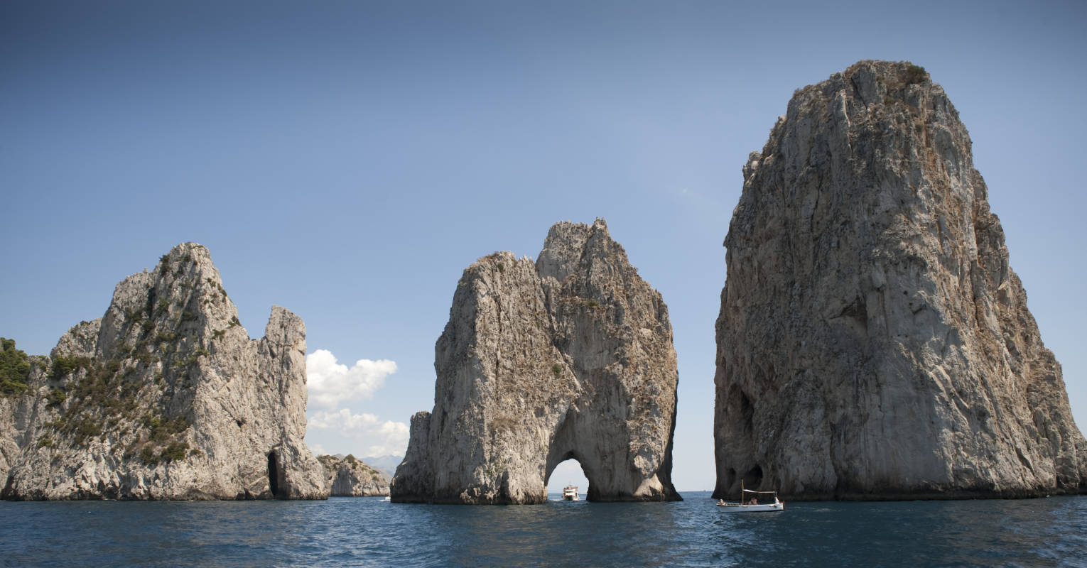 Faraglioni rocks of Capri rising from the Tyrrhenian sea